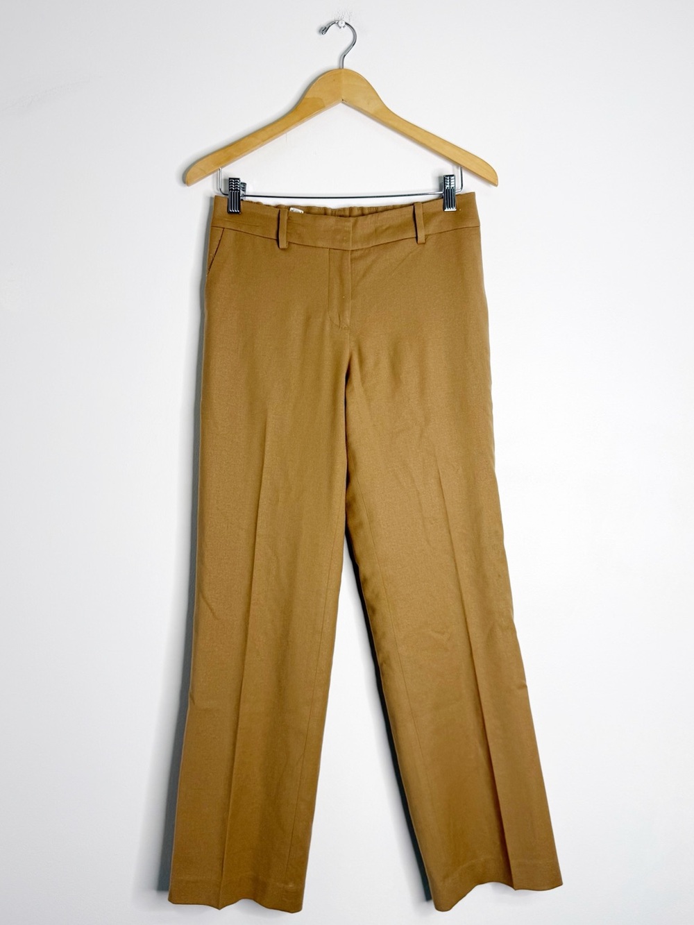 Talbots Wool Straight Leg Pants Size 4 Petite Khaki Fully Lined Italy Fabric